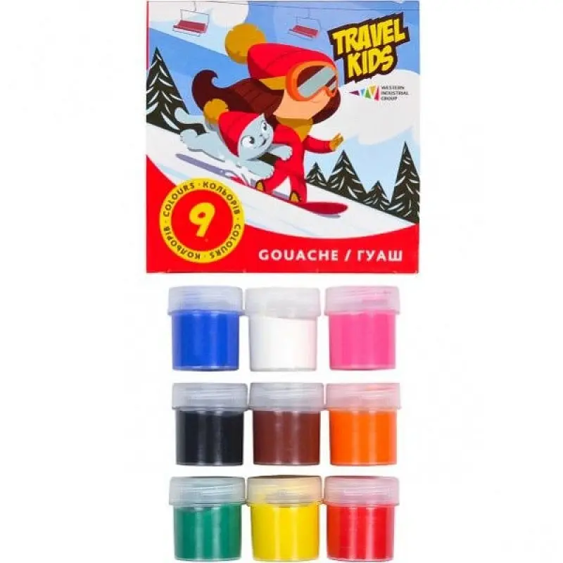Дитячі гуашеві фарби Gamma "Travel kids" 321035/TK 9 кольорів, по 20 мл - фото 2