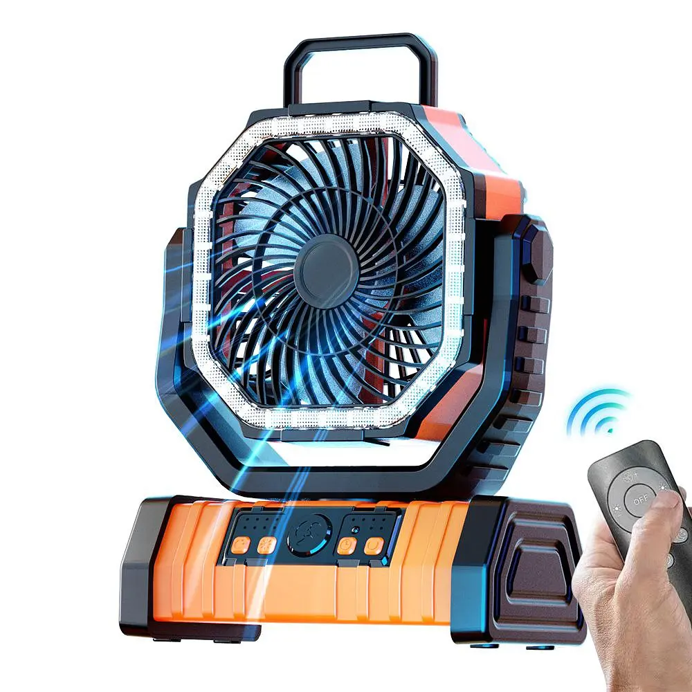 Вентилятор F6 Camping Fan с аккумулятором на 20000 mAh, подсветкой, павербанком и 4 режимами скорости (00342) - фото 2