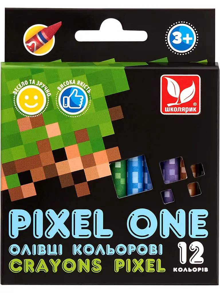 Набір олівців 12 кол. ШКОЛЯРИК Crayons Pixel One (316121007-UA) - фото 3