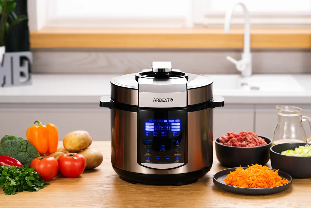 Мультиварка-скороварка Ardesto MPC-P225 900Вт 5л книга рецептов нержавеющая сталь+пластик серебристая - фото 2