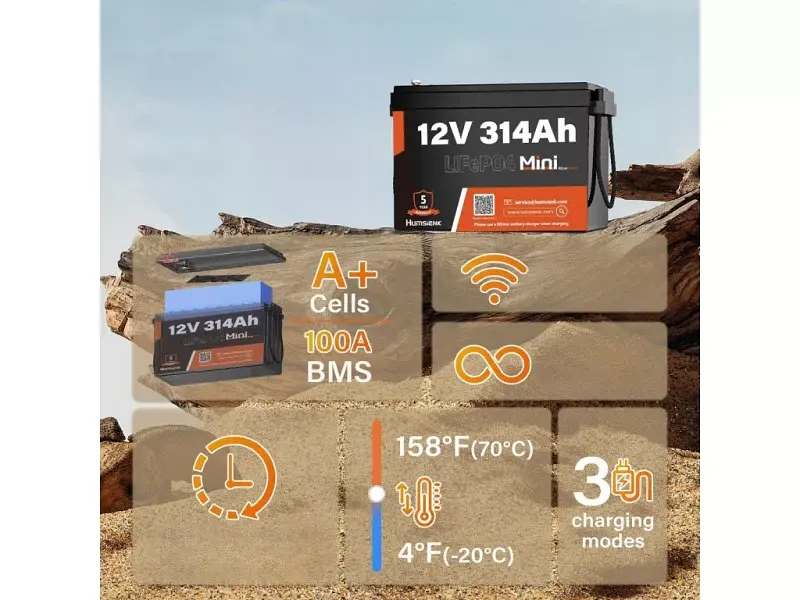 Акумулятор для ДБЖ/інвертора Humsienk LiFePO4 12V 314Ah Bluetooth (HS12V314AH200MINIBT) - фото 6