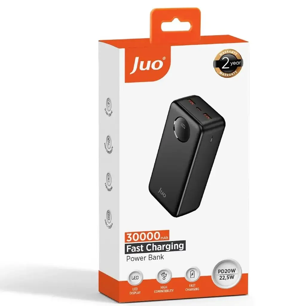 Зовнішній акумулятор Power Bank JUO PD20W 22.5 W  на  20000 mAh  зарядний пристрій 2xUSB + Type-C  - фото 6