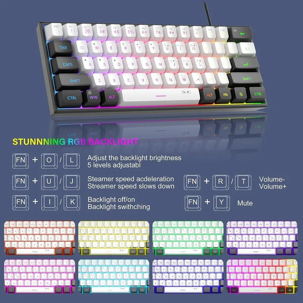 Клавіатура MageGee TS91 RGB (6971969727502-UA) Black/White (G-000003786) - фото 6