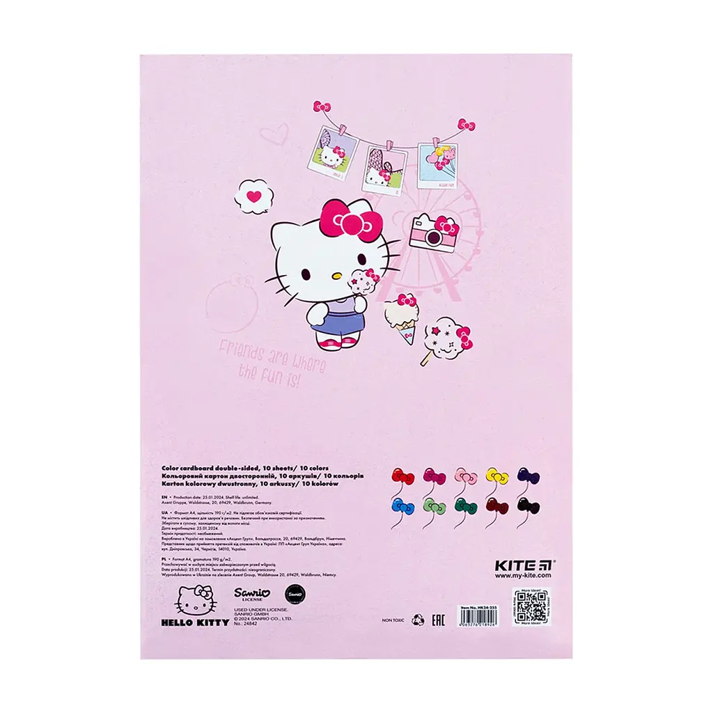 Кольоровий картон Kite А4 двосторонній Hello Kitty 10 аркушів (HK24-255) - фото 4