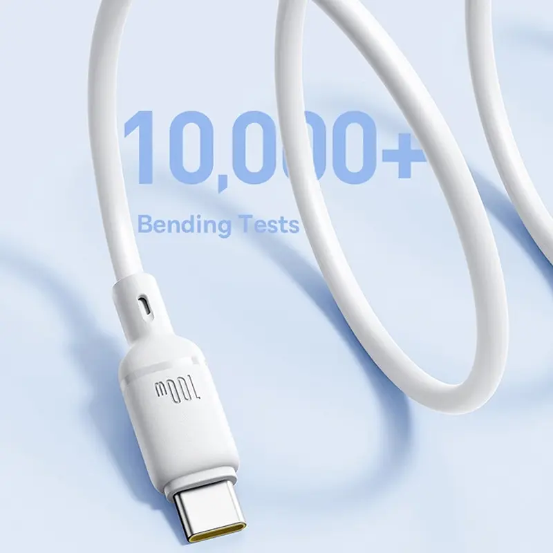 Дата кабель Baseus Silky Series OS Fast Charging USB to Type-C 100W (1m) (P10377703) Moon White - фото 4
