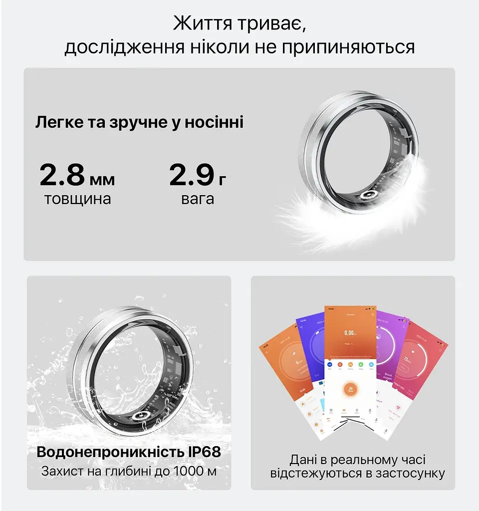Смарт-кільце Inspire HSR01 8 Silver (HSR01-8) - фото 5