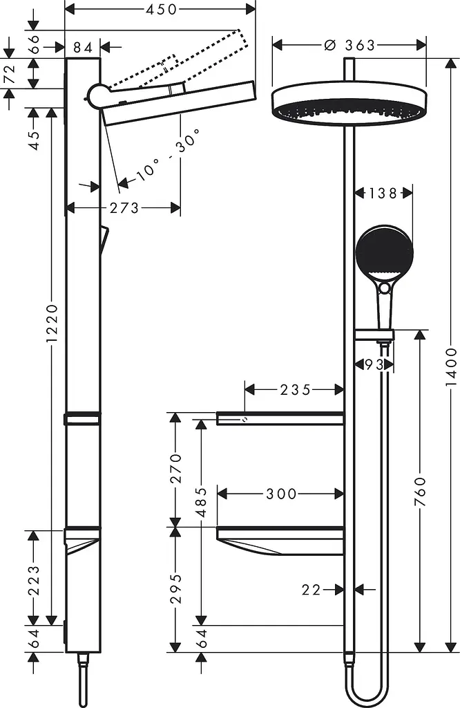 Душова система Hansgrohe Rainfinity Showerpipe 360 1jet Chrome 26842000, Хром - фото 2