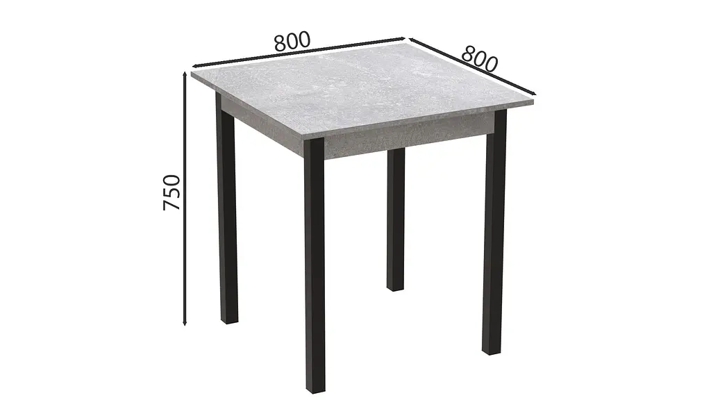 Стол кухонный Ferrum-decor Агата 75x90x90 Черный ДСП Бетон 16мм (FRD-105563) - фото 4