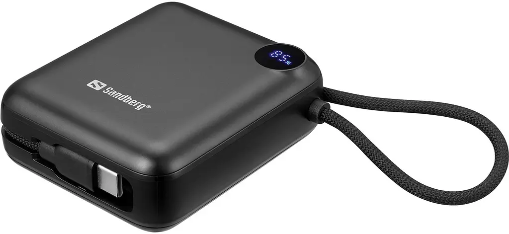 Універсальна мобільна батарея Sandberg 10000mAh 20W PD, QC3.0, USB-C In/Out, PowerThru, with built-in 2xUSB-C cables - фото 4