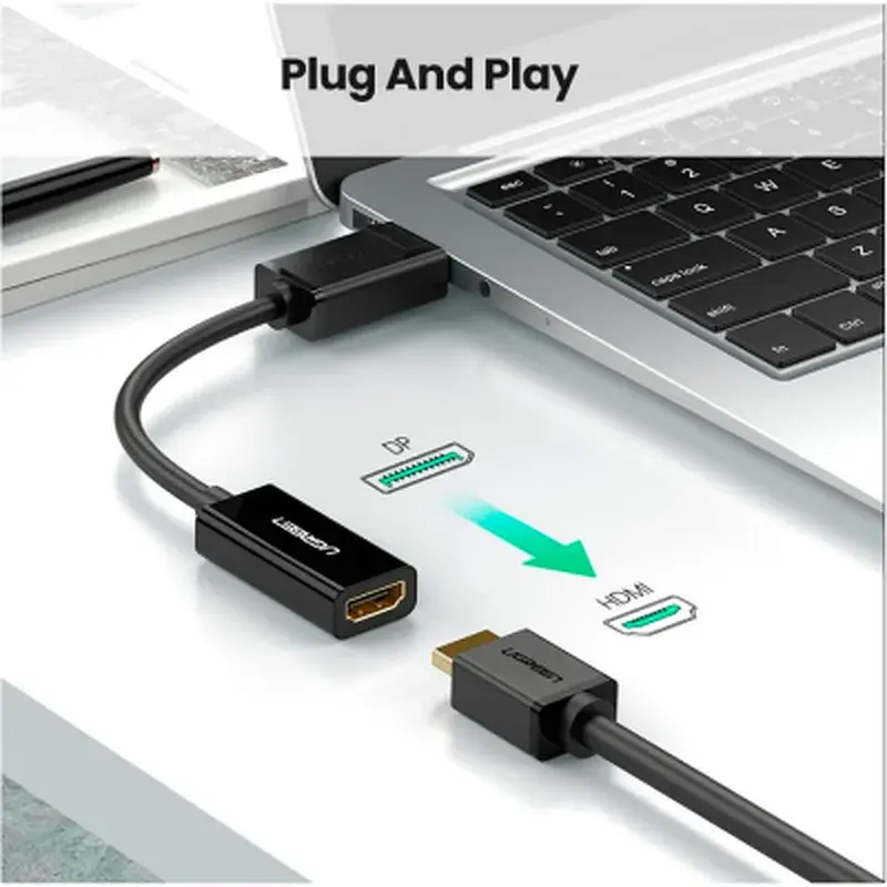 Перехідник Display Port M to HDMI F 4K30Hz black Ugreen (40363) - фото 3