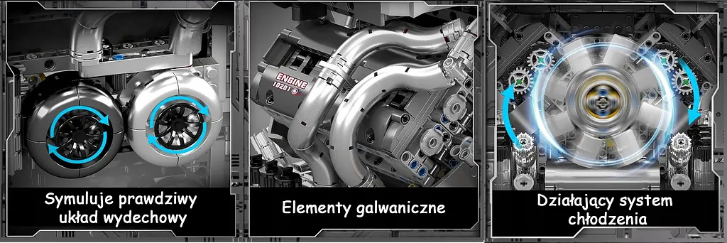 Конструктор двигун Mould King Bugatti W16 Engine моторизований для дітей та дорослих 2024 деталей - фото 6