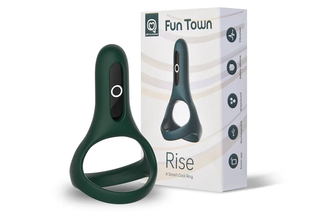 Подвійне ерекційне кільце Fun Town Rise Turquoise з керуванням зі смартфона