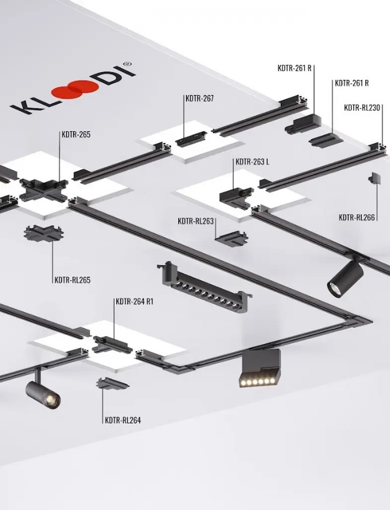 Трек однофазный врезной Kloodi KDTR-RL230 3 BK 3м черный - фото 3