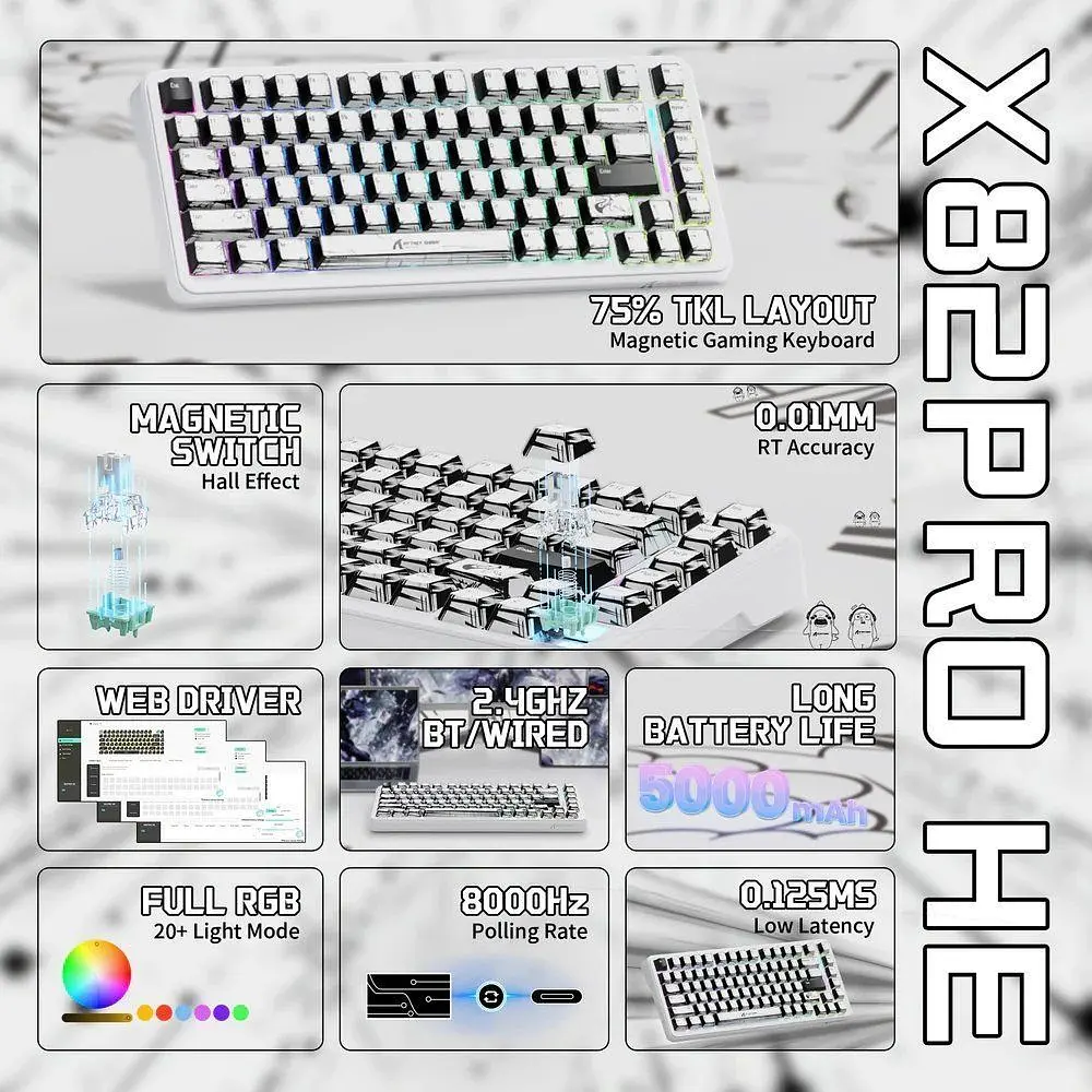 Клавіатура Attack Shark X82 Pro RGB HE Magnetic Switch Wireless Comic (AS-6972792470719-C-UA) [166729] - фото 2