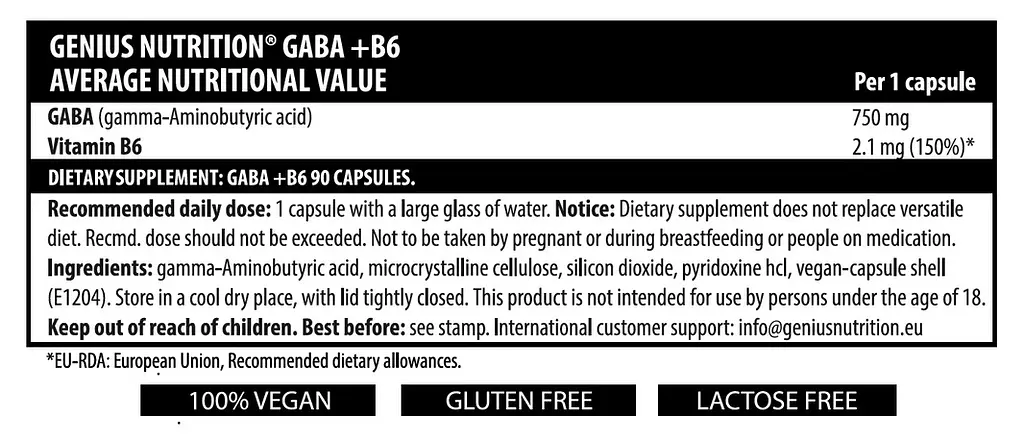 Амінокислота Genius Nutrition GABA + B6 90 капсул - фото 2