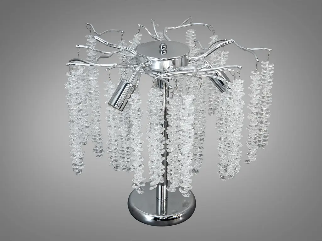 Настільна лампа Глициния хром кришталеві підвіски 3 лампи - фото 2