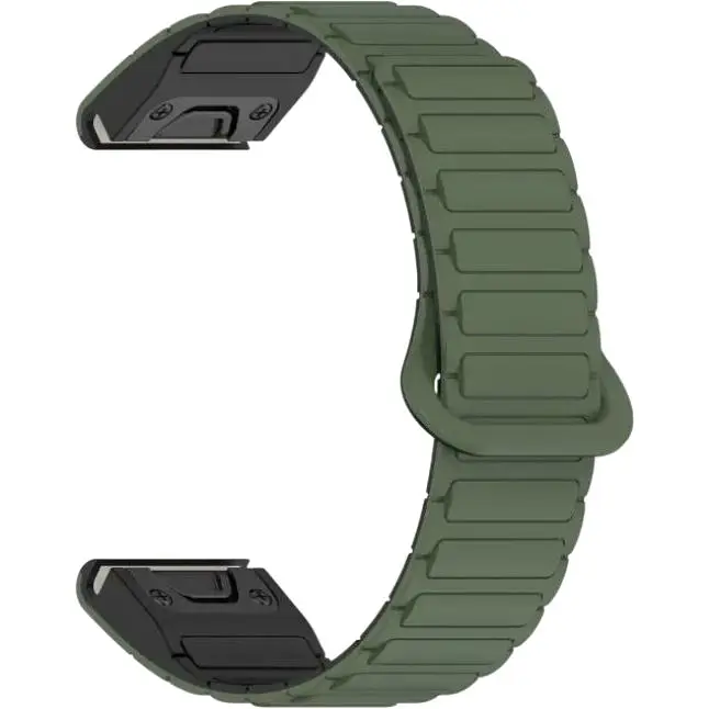 Ремінець DK CDK для Garmin Tactix Delta 26mm Silicone Shaped Magnetic Band (019625) (green / black) - фото 1