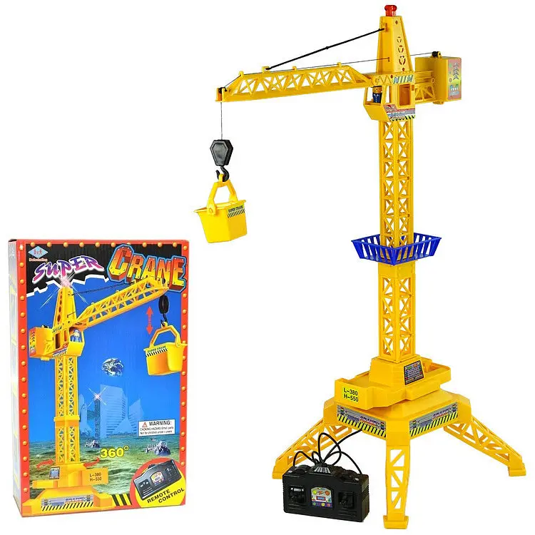 Дитячий баштовий будівельний кран Super Crane на дистанційному керуванні 63 см з обертанням навколо осі, місткістю для вантажу та підсвіткою