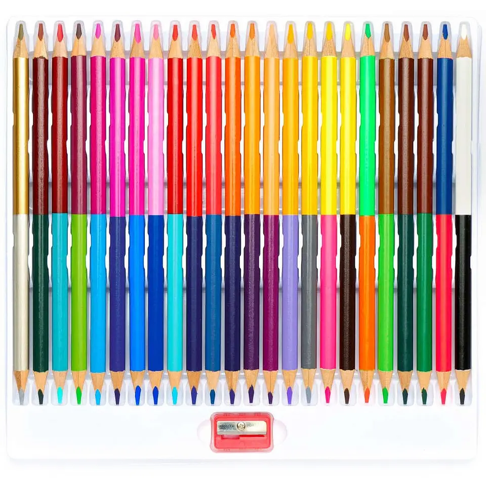Карандаши двусторонние Школьник с точилкой 48 цветов 24 шт. (312116004-UA) - фото 2