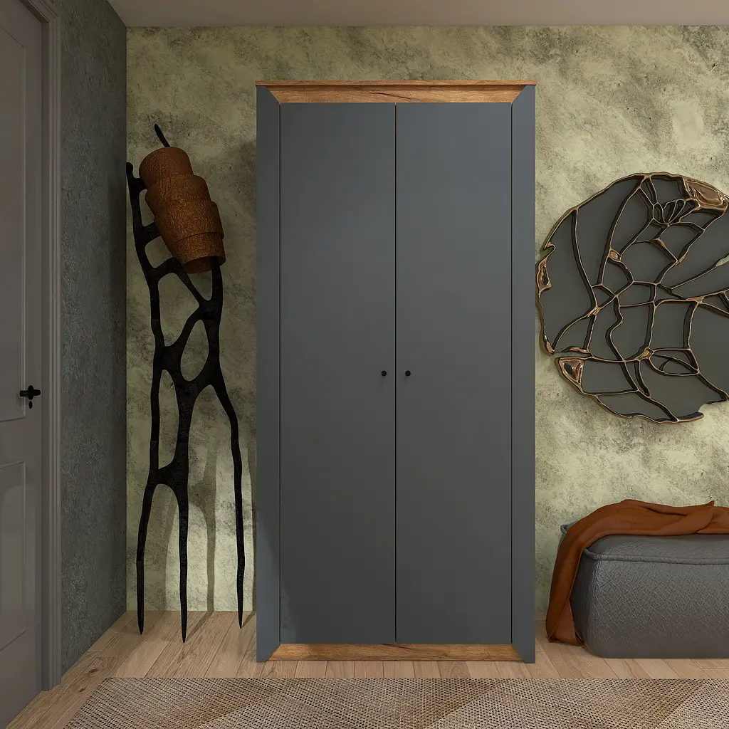 Шкаф двухдверный Эверест Нордик-990 Графит/Дуб крафт золотой (EVR-5536) - фото 2