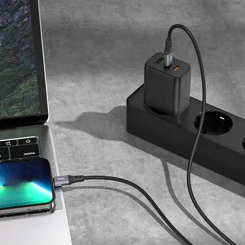 PD Кабель HOCO X86 iP Spear PD silicone charging data cable 1м чорний - фото 5