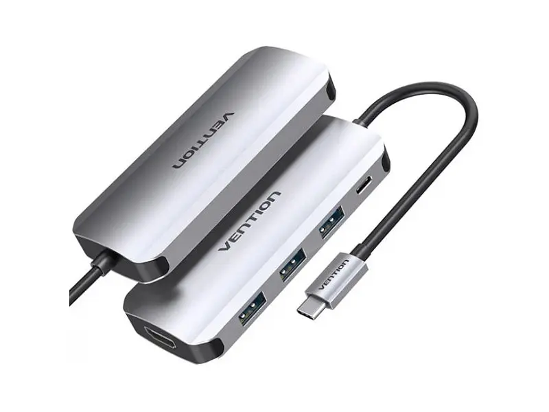 Мультипортовий адаптер Vention 5-in-1 USB-C to HDMI/USB3.0x3/PD (THFHB)