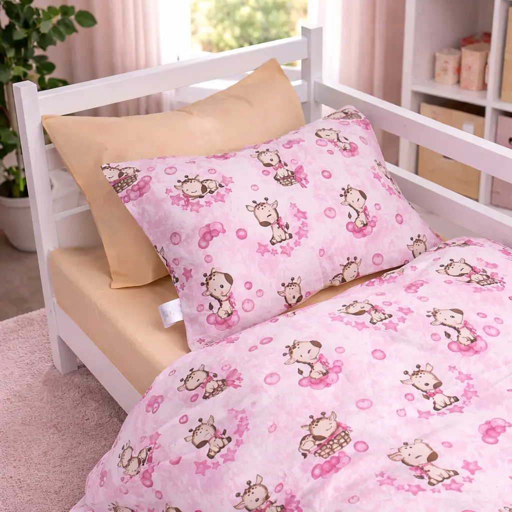 Комплект постільної білизни MirSon Ranforce Elite Tiny Giraffes pink 2x160x220 см (2200012573266) - фото 1