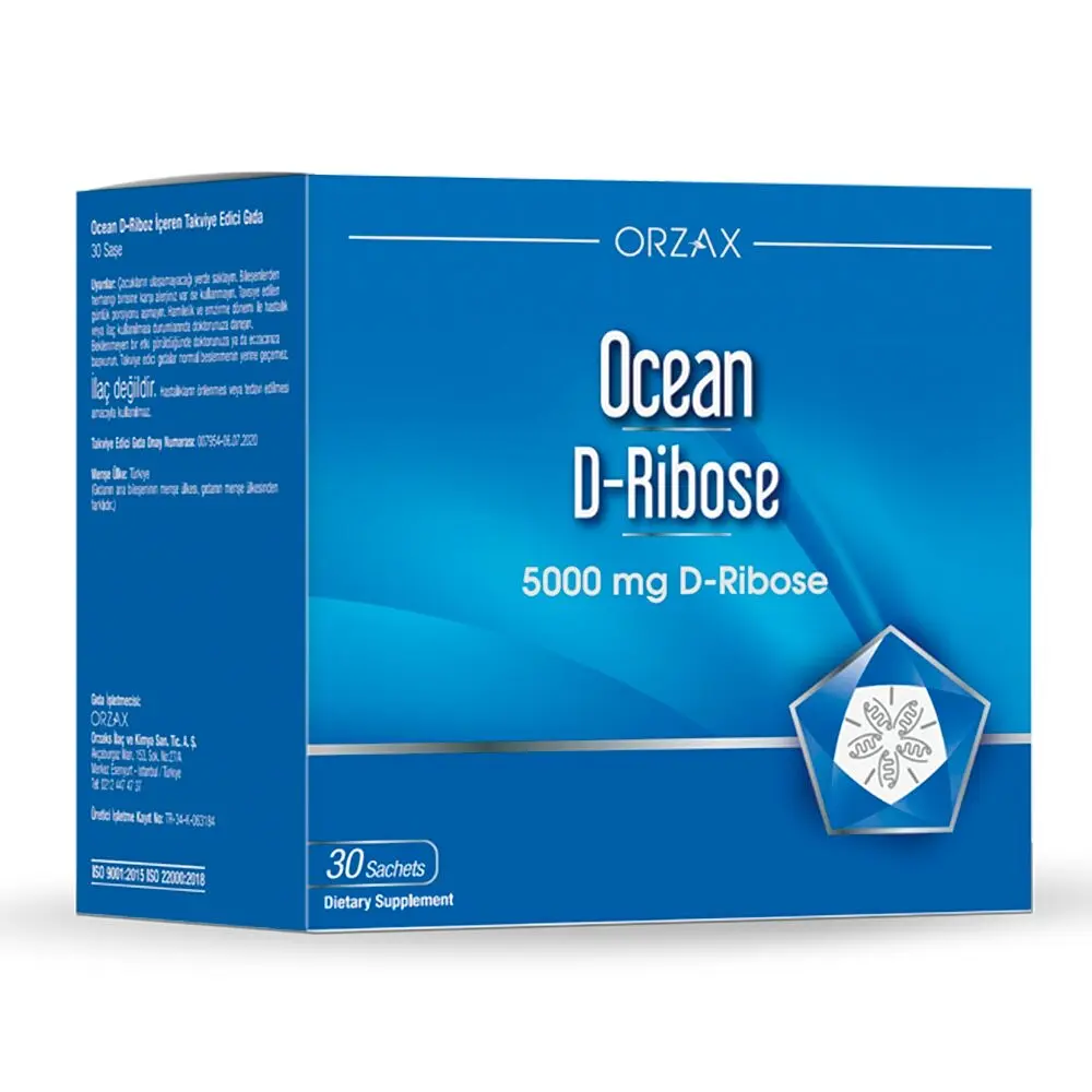 D-рибоза Orzax Ocean D-Ribose 5000 mg, 30 пакетиків для швидкого відновлення