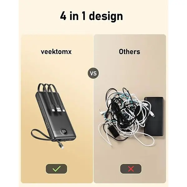 Портативний зарядний пристрій Veektomx 20000 mAh синій - фото 3
