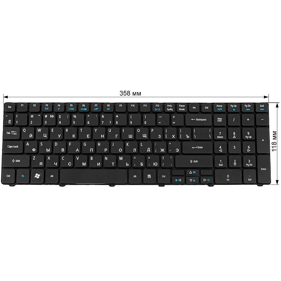 Клавіатура для ноутбука ACER (AS: 5236 5336 5410 5538 5553 EM: E440 E640 E730 G640) rus чорний - фото 2