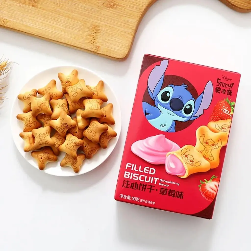 Печиво Binqi Disney Stitch Filled Biscuit Strawberry 50г - фото 2