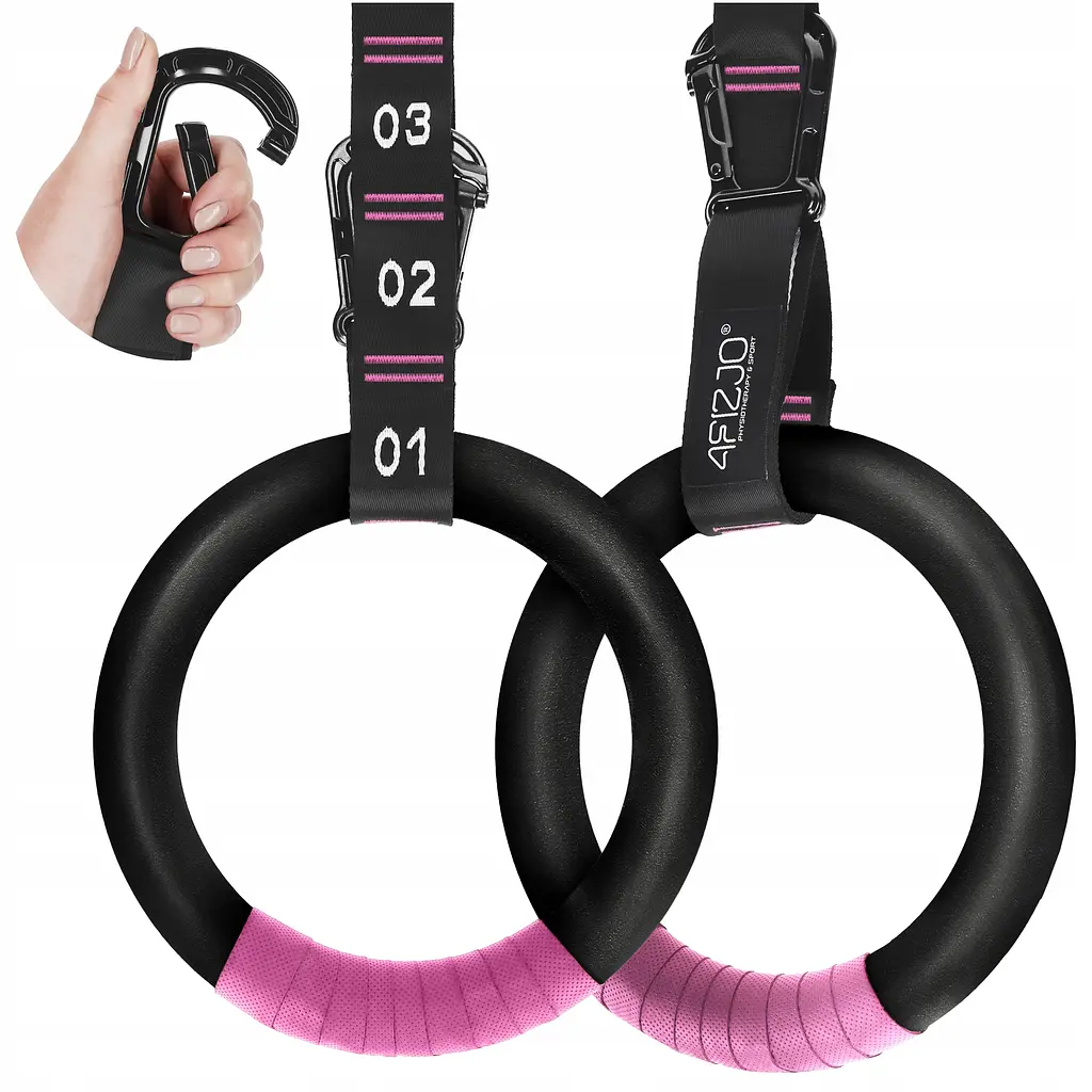 Гімнастичні кільця 4FIZJO з ABS пластику, регульовані Black/Pink (P-5905973406116) - фото 2