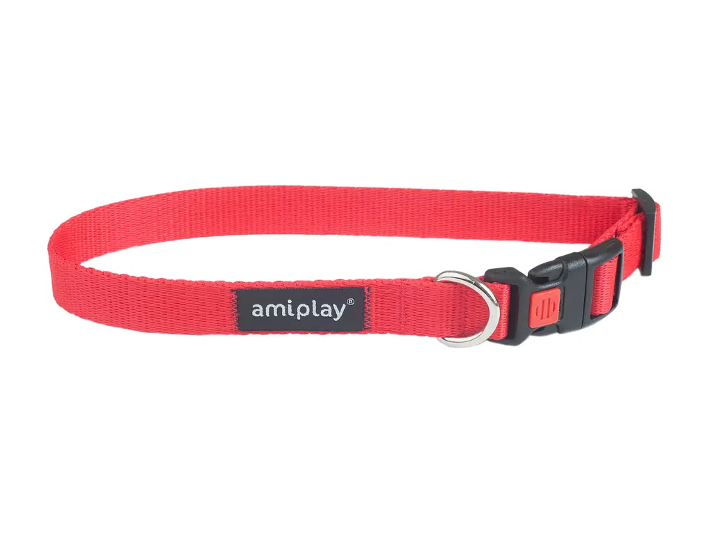 Нашийник для собак Amiplay Basic M, 25–40 × 1.5 см, червоний