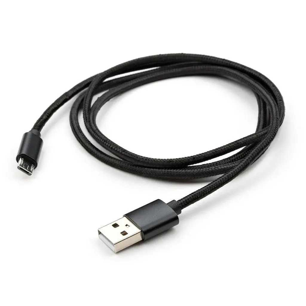 Дата кабель USB 2.0 AM to Micro 5P 1m nylon black Vinga (VCPDCMNB1BK) - фото 5