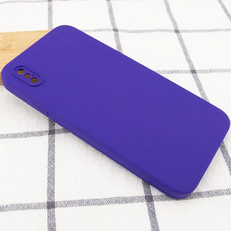 Чохол Silicone Case Square Full Camera Protective (AA) NOLOGO для Apple iPhone X / XS (5.8) Фіолетовий / Ultra Violet - фото 2