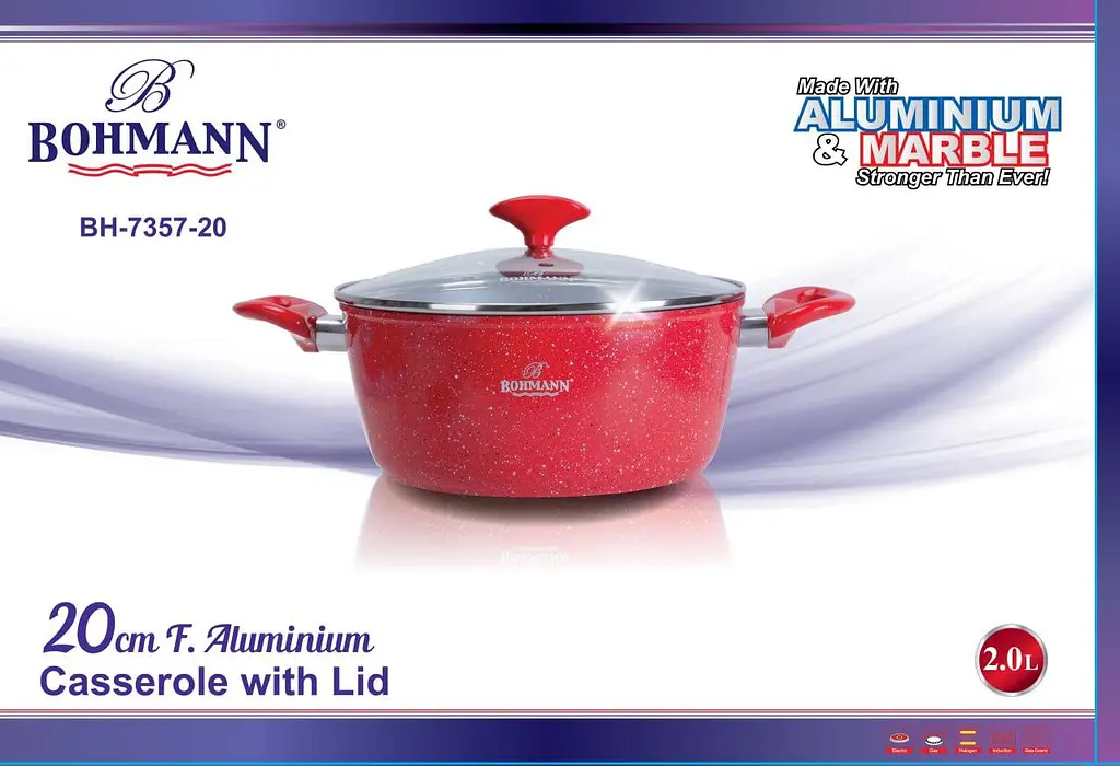 Каструля з мармуровим покриттям Bohmann BH 7357-20 см 2л Red - фото 6