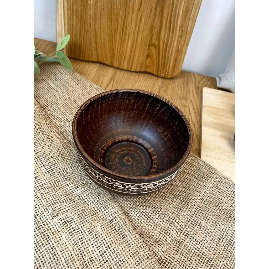 Салатник керамічний (глиняний) різьблений Ангоб 700 мл - фото 2