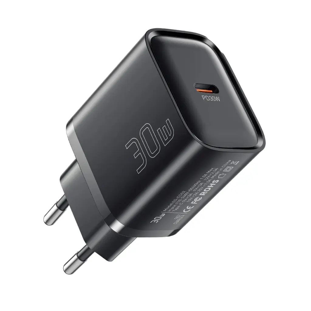 Блок живлення Essager Mini 30W USB type-C PD 3.0, QC 3.0 (чорний)