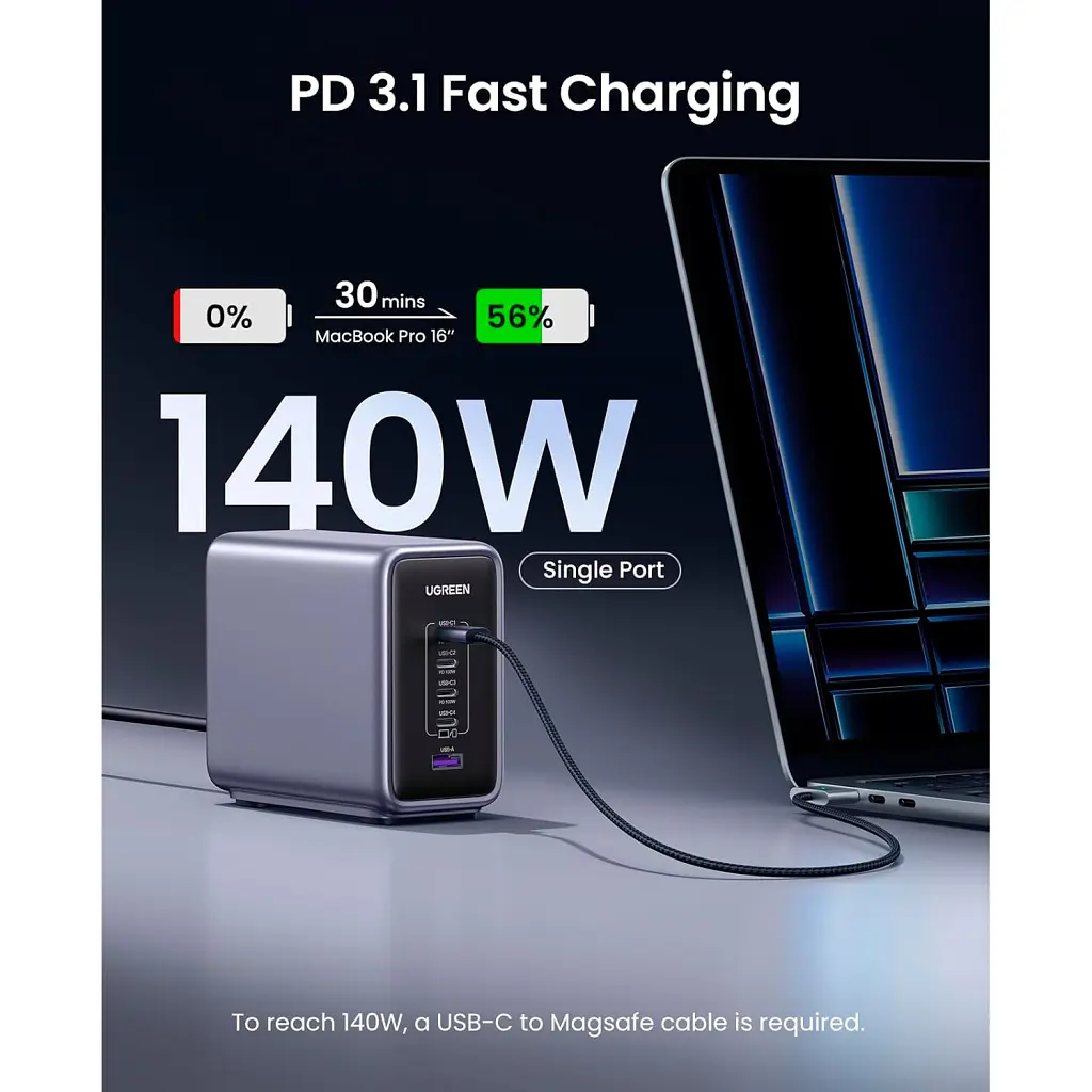 Зарядний пристрій Ugreen 5xUSB 300W Nexode (5хUSB-C) CD333 (90903B) - фото 3