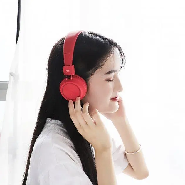 Беспроводная Bluetooth гарнитура Hoco W25 Promise наушники для ПК Red - фото 4