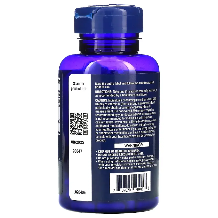 Вітаміни та мінерали Life Extension Vitamins D and K with Sea-Iodine, 60 капсул - фото 3