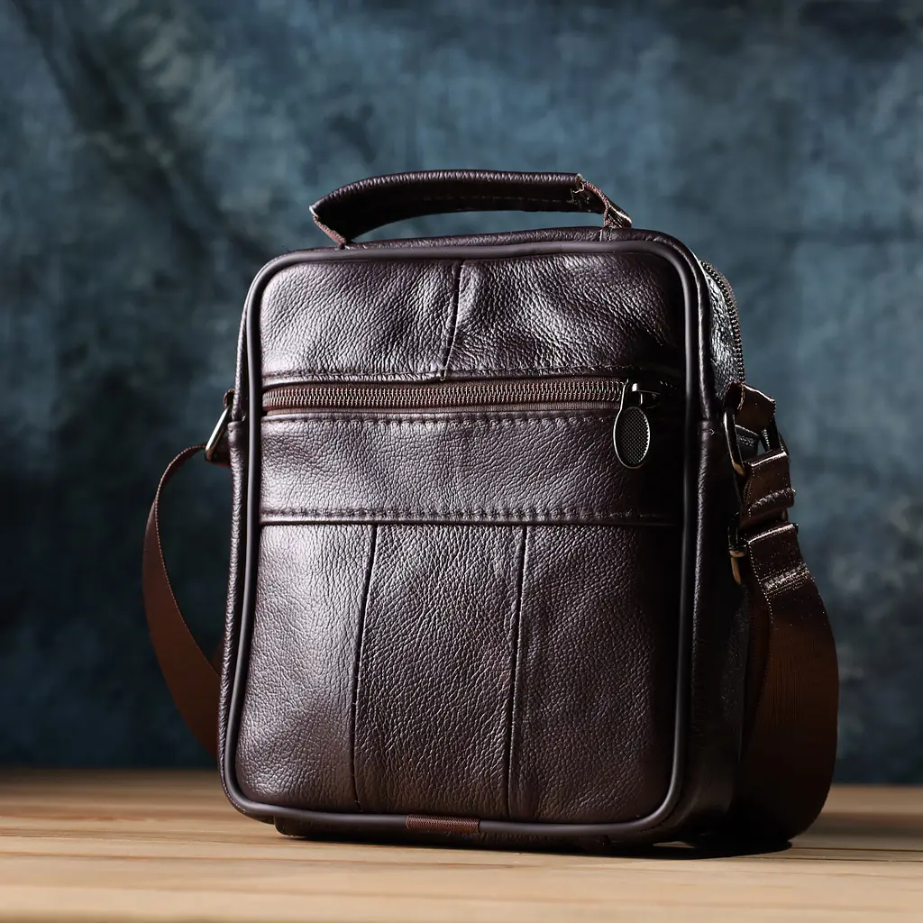 Сумка з ручкою для чоловіків Vintage 22865 17х19,5х7 см Коричневий - фото 9