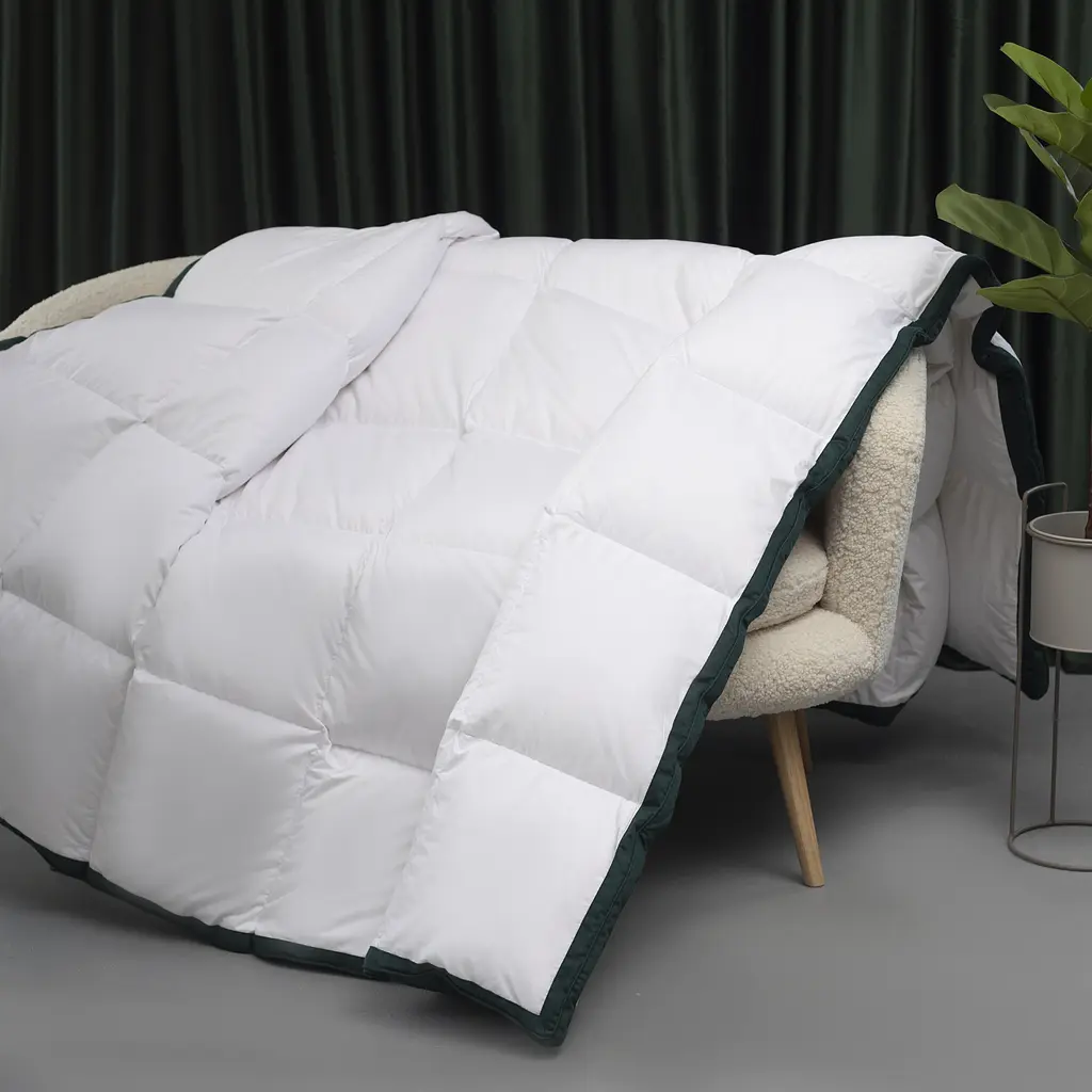 Ковдра MirSon Imperial Satin Luxe, зимова, 205х172 см, біла із зеленим кантом - фото 9