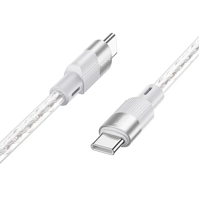 Дата кабель Hoco X99 Crystal Junction Type-C to Type-C 60W (1m) Gray - фото 2