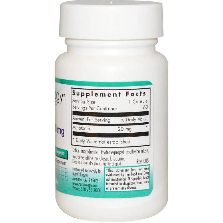 Мелатонин Nutricology Melatonin 20 мг 60 капсул (ARG-51580) - фото 2