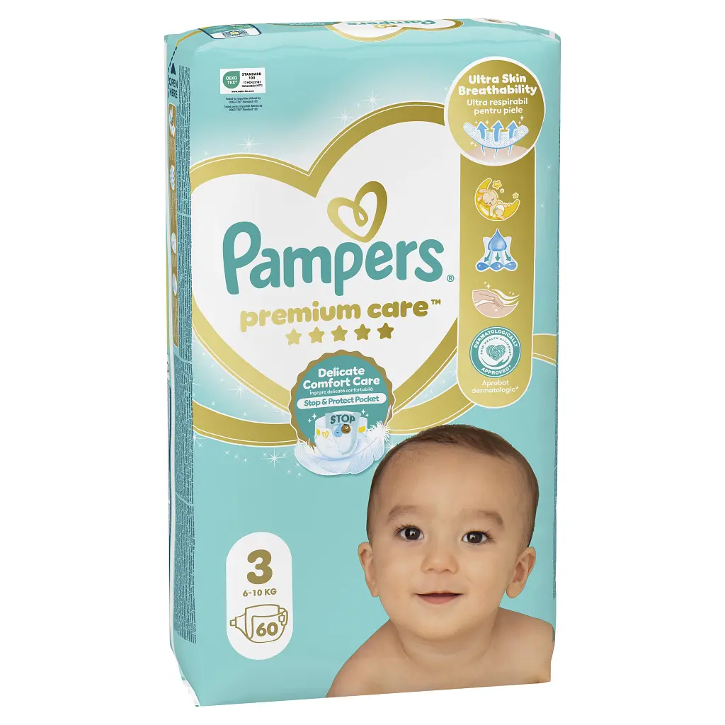 Підгузки Pampers Premium Care Midi Розмір 3 (6-10кг), 60 (4015400274780) - фото 2