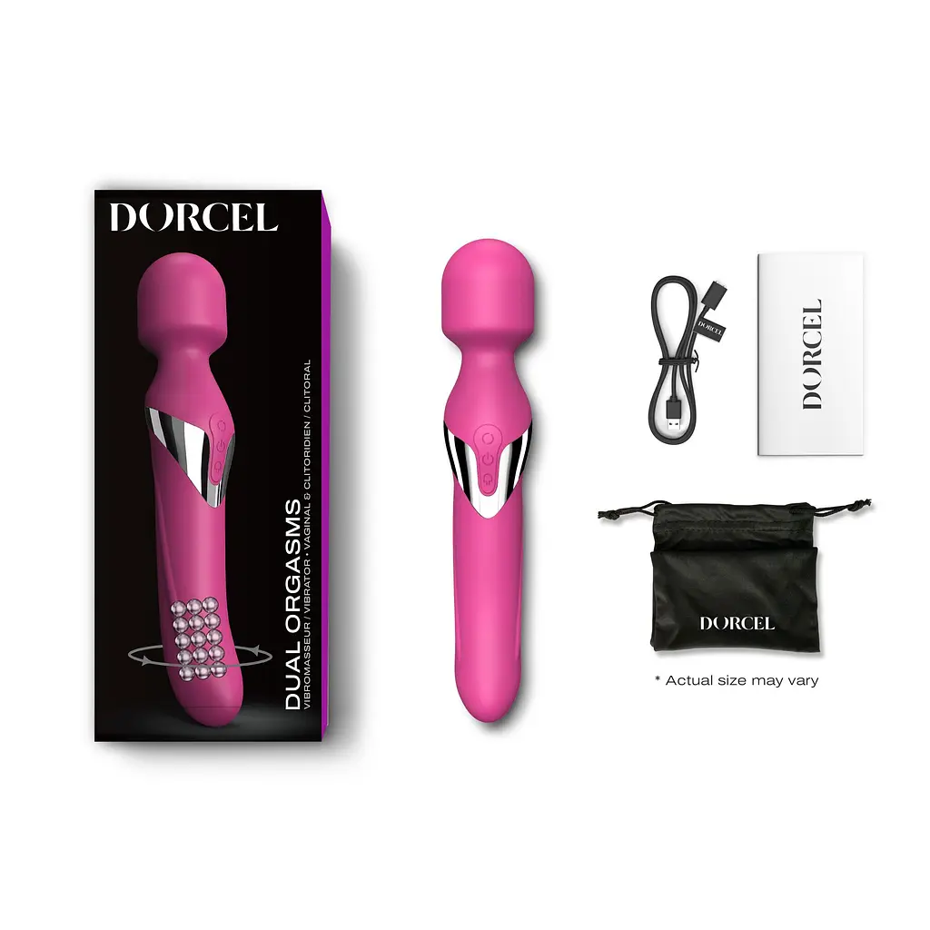 Вібромасажер 2в1 Dorcel Dual Orgasms Magenta класичний масажер і вібратор з перлинним масажем - фото 5