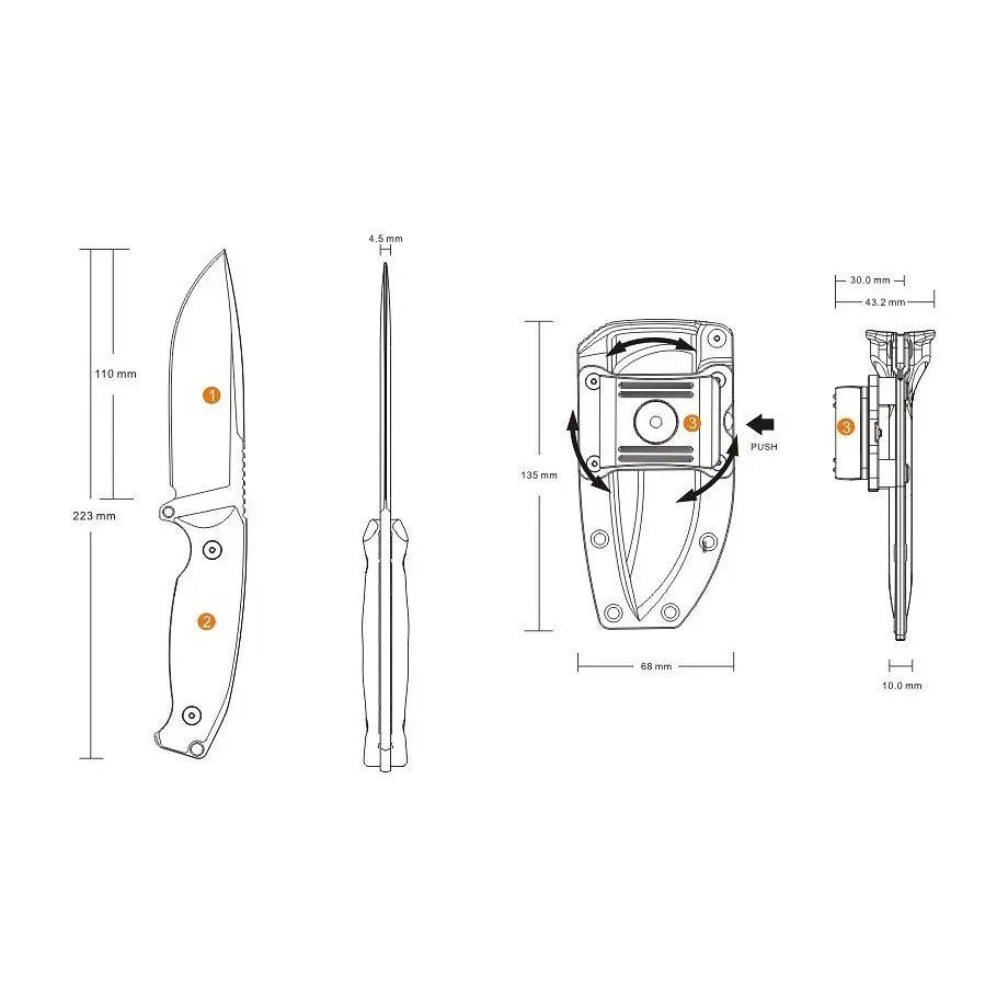 Ніж фіксований мисливський Ruike Jager F118-G, (11 см) 14C28N / G10 зелений - фото 4