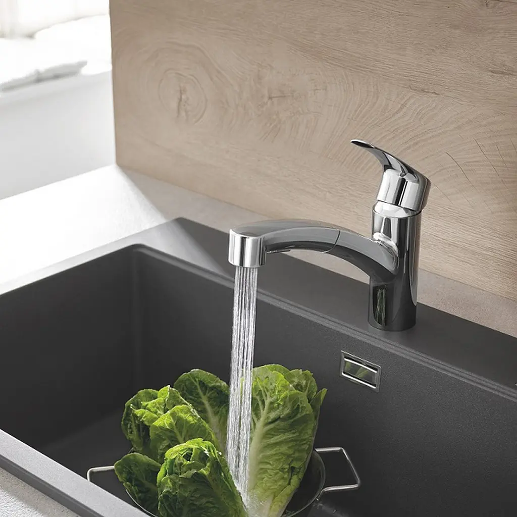 Змішувач для кухні з висувним виливом Grohe Eurosmart 30305001 Хром - фото 6