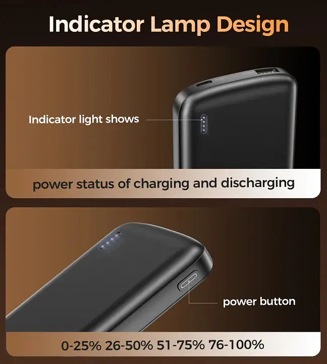 Універсальна мобільна батарея Choetech 10000mAh 12W USB-A,USB-C чорна - фото 8